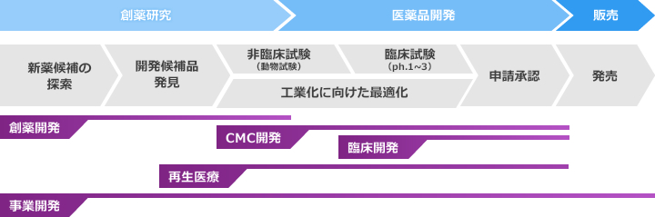 医薬品開発の流れとサービスの位置